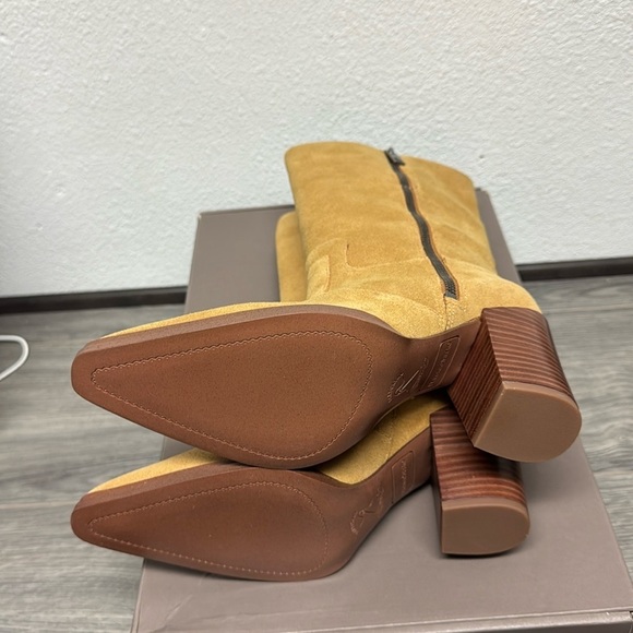 Franco Sarto Jaxon Mid Calf Boot In Warm Camel Brown Suede - Picture 4 of 9